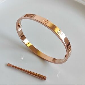 Size 21cm Rose gold Engraved Bangle Bracelet